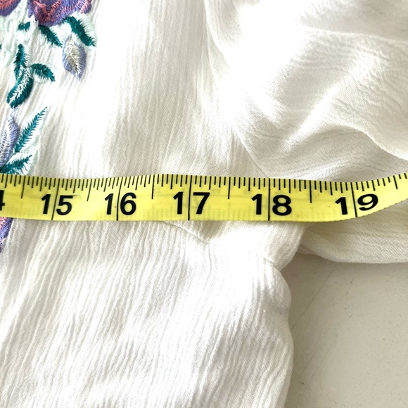 Free People Boho White Embroidered Mini Dress Flowy Peasant Tunic Prairie S - Picture 9 of 14